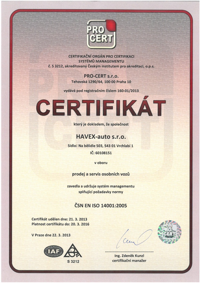 Certifikát ISO